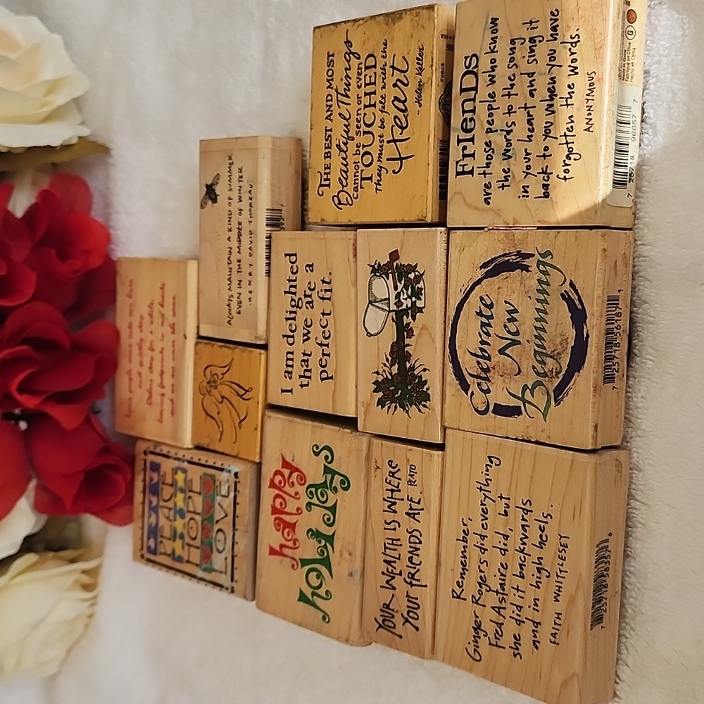 Inkadinkado 12 Wooden Rubber Stamps